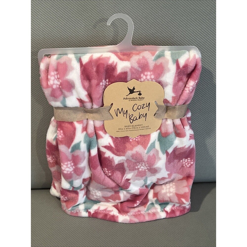 Adirondack Baby Blanket Pink Floral Flowers Lightweight Soft Plush Girls New